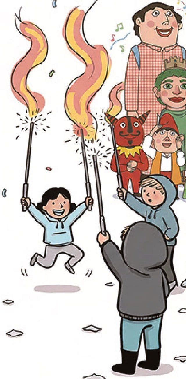 Il·lustració d’infants amb bengales d’espurnes