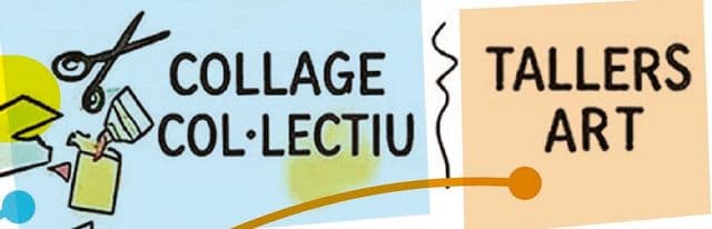 Il·lustració de tisores i retalls de paper del collage i els tallers d’art